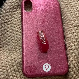 iPhone pink glitter xr loopy case